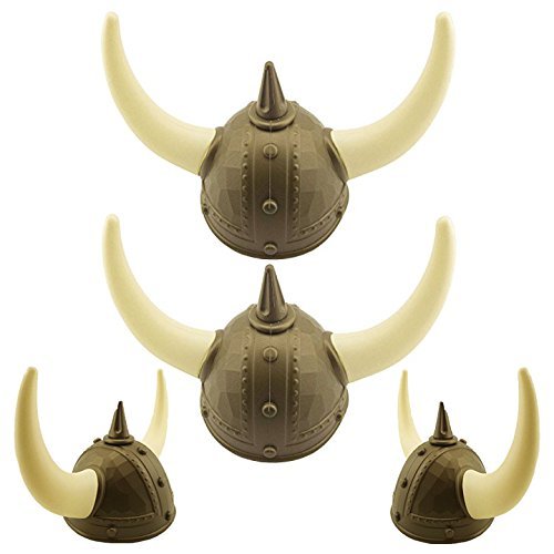 Adorox Adult Kid Medieval Viking Warrior Horns Plastic Hat Helmet Unisex Halloween Party Costume Accessory