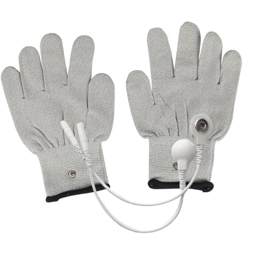 POPETPOP Guantes de Fibra para Electrodos a Presión, Guantes Elásticos para Masaje y Tratamientos de Belleza, Compatibles Equipos de Masaje, Talla M Gris