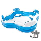 🏊【ESTRUCTURA RESISTENTE Y ESTABLE】 La piscina inflable tiene 34 cámaras de aire independientes, cada una con entradas de aire dobles y válvulas de escape de flujo libre que pueden soportar un peso extra mientras evitan fugas de aire o agua, por lo que la piscina al aire libre siempre es divertida para usted Esto es imprescindible para entretenimiento en el patio trasero en verano