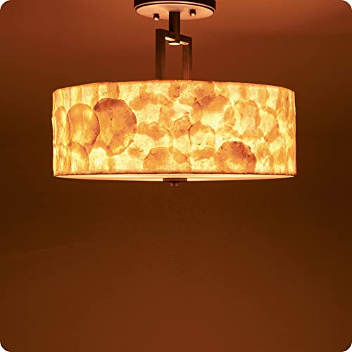 Kira Home Cove 15" 3-Light Semi Flush Mount Ceiling Light, Seashell Shade + Glass Diffuser, Oil Rubbed Bronze Finish #TOP17