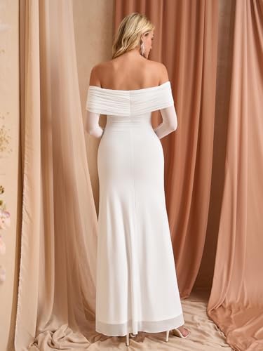 KUTUMAI Elegant Off Shoulder Long Sleeve Maxi Dress Bodycon Tie Formal Wedding Guest Dresses for Women 2025 Fall3
