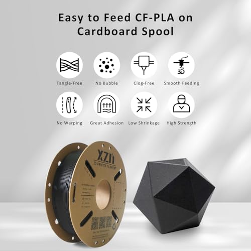XZN Filamento PLA de fibra de carbono 1,75 mm Filamento de impressão 3D reforçado CF PLA filamento d