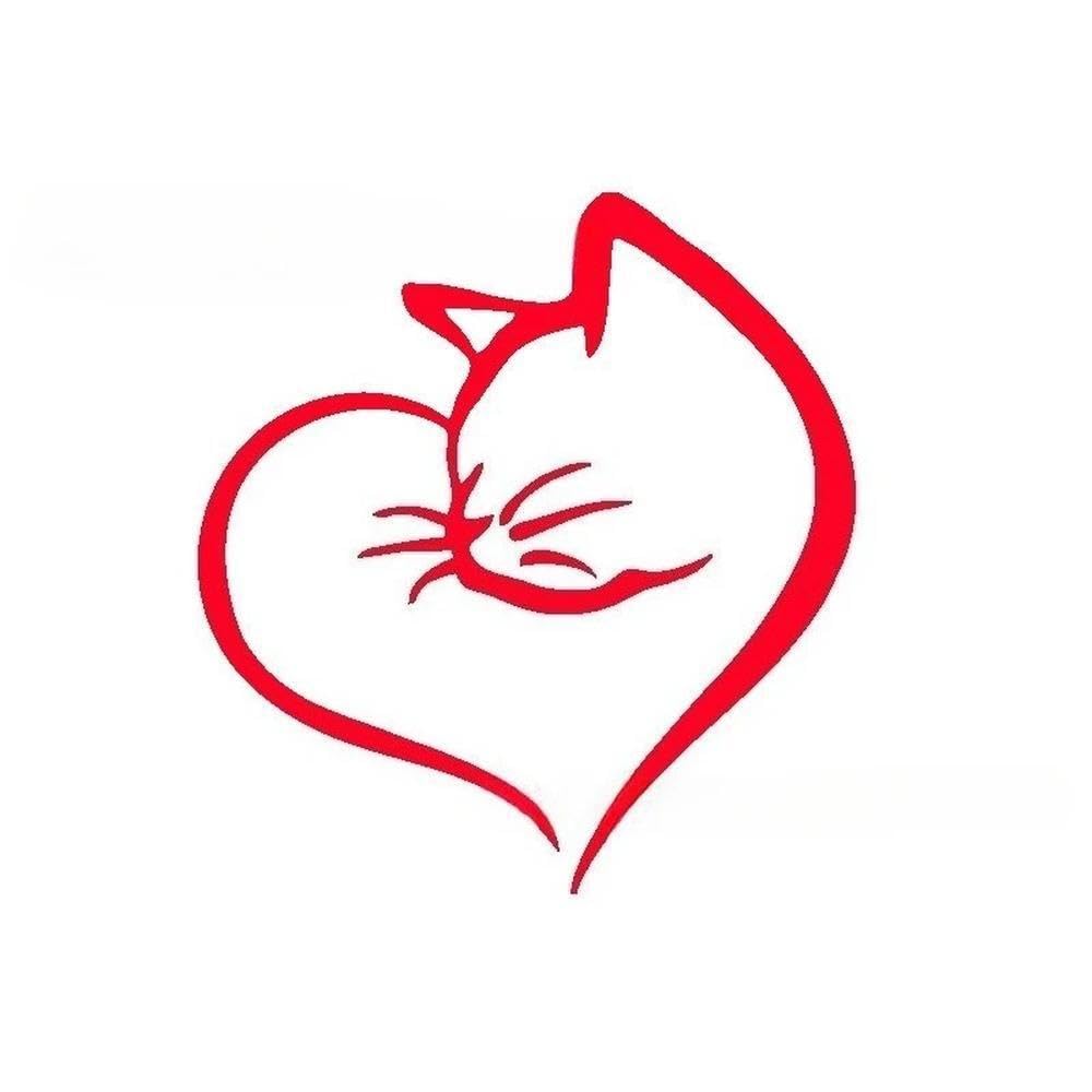 Waterproof Cat Heart Car Sticker PVC Auto Decor for Rear Windshield(Red)