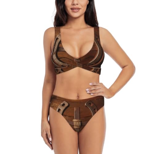 Maillot de bain deux pièces push-up fer à cheval réglable pour femme