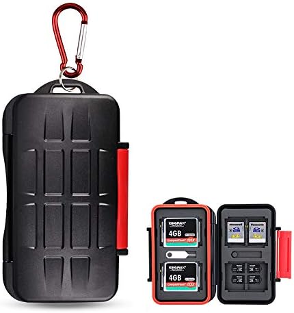 Kiorafoto 28 Slots : 16 TF + 8 SD + 4 CF Memory Card Holder Case Storage Protector Wallet For TF MSD Micro SD SD SDHC SDXC SDUC CF Compact Flash Memory Cards With Carabiner + Card Tray Removal Pin Key