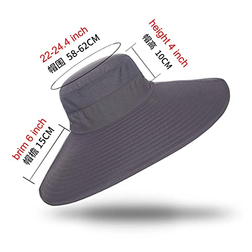 Image of HUAMULAN Wide Brim Sun Hats Men and Women Bucket Safari Fishing Hat for Hiking Garden Lawn Work Camping Outdoor
