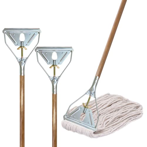Ilot 59" Mop Stick Quick Change Commercial Mop Handle Pack Of 2 Industrial Mop Steelhead With Wooden Handle Wet Mops For Floor Cleaning Heavy Duty #TOP3