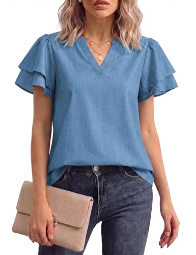 Chemisier à volants Fengbay avec col en V élégant et coupe fluide moderne pour femme