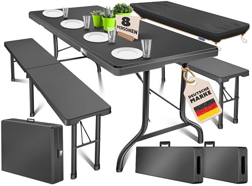 KESSER® Bierzeltgarnitur 3-teilig Set Tisch & 2X Bank | Buffettisch