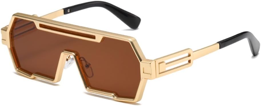 Retro Steampunk Sunglasses for Men Fashion Cool One Piece Irregular Metal Frame Sunglasses