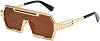 Lentes de sol Steampunk retro Junsika para hombre, modernos y geniales, con marco de metal de una pieza e irregular 4