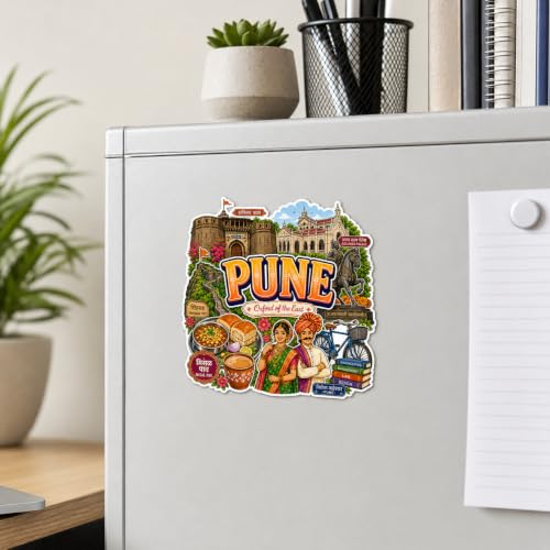 Image of Zesta Wooden Fridge Magnets Set | Refrigerator Decor Magnets for Kitchen | India Souvenir Fridge Magnet Collection | Wooden Magnet for Fridge Door Decoration (Pune)