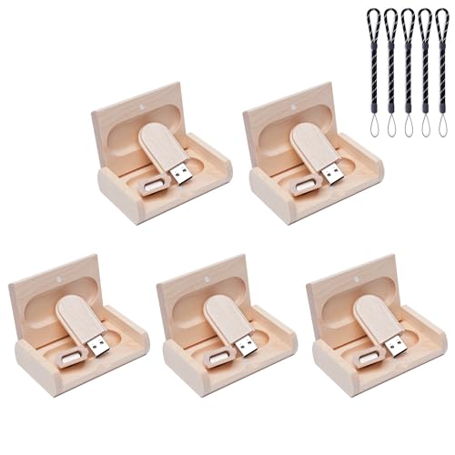 Lot de 5 clés USB en bois 4 Go USB 2.0 coffret rangement informatique