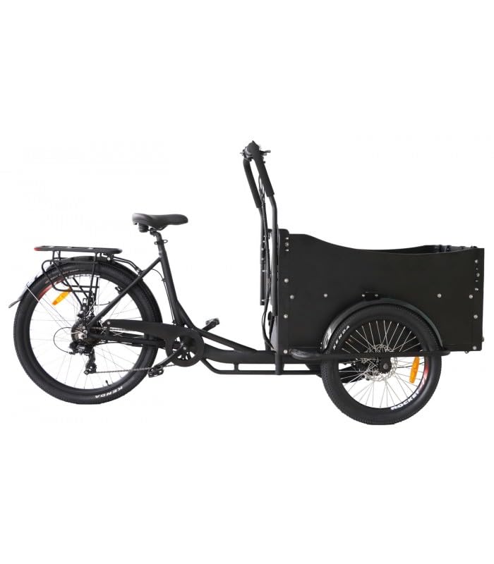 E-ROCK E-Donkey E-Lastenrad 25 km/h | Testsieger Familien-Transporter | 4-Kind Kapazität | 250W Motor & 13Ah Akku | Holzbox & Scheibenbremsen