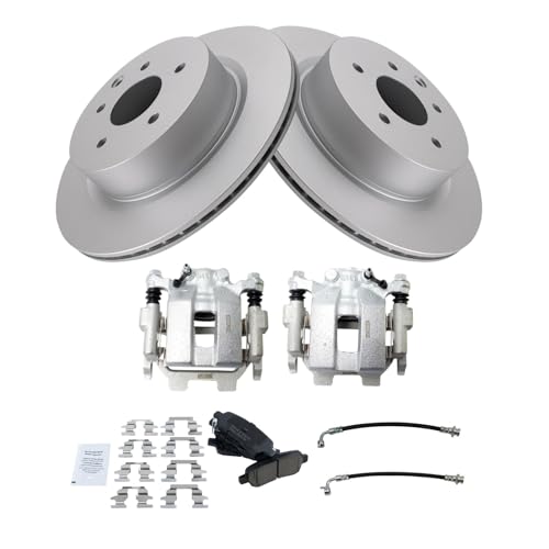 Image of TRQ Rear Brake Pad and Rotor Set Ceramic Coated Rotors Calipers Compatible with 2011-2012 Infiniti G25 G37 2015 Q40
