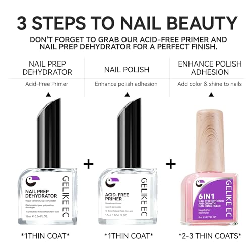 Image of Nail Strengthener Protein for Damaged Nails: Pink 6 in 1 Natural Nail Hardener Extra Strong and Growth - Long Lasting Repair for Damaged Nails - Growth Oil for Salon Home Daily Work
