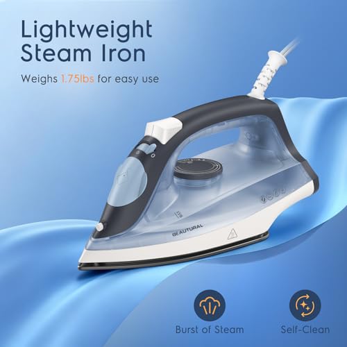 BEAUTURAL Compact Steam Iron for Clothes, Non-Stick Soleplate, Burst of Steam, Spray Mist, Self-Cleaning, Anti-Calcium, Anti-Drip, Easy Temperature Control, Light Weight, 1200 Watts - Image 3