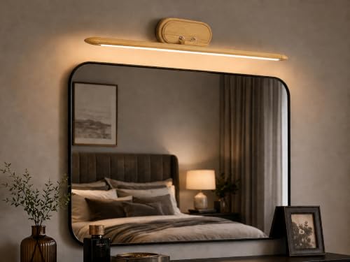 Image of FILLISKA Modern LED Picture /Dressing /Vanity /Bathroom /Mirror Light with 3 Step Light Mode & Adjustable Head (White,WarmWhite and Neutral White)(2 Year Warranty) (6 Watt Soft Wood)