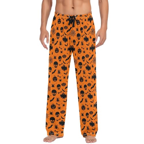 Men’s Halloween Ghost Silhouettes Pajama Pants with Pockets, Comfortable Lounge Sleep Bottoms#405