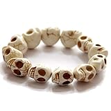 Jude Jewelers Pulsera de hilo estilo calavera punk turquesa retro vintage, Circonita cúbica