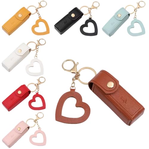 La mejor selección de Porta Labiales del mes. 44 Fundas con clip para lápiz labial con espejo, Llavero con forma de bolso de cuero para lápiz labial, organizador de lápiz labial de viaje con llavero para mujer