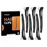 XTIIEED 6 Pack Professional Hair Clips for Styling Sectioning, Non Slip Duck Billed with Silicone Band, Hair Roller Clips No Crease - Length 4.3'' for Salon and Home Haircuts(Black)