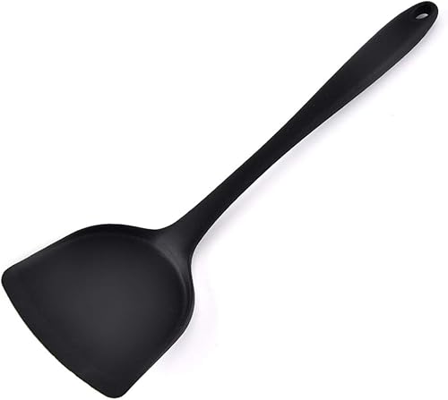 Miniatura 3 de LETOOR Pala de ilicono resistente al calor, espátulas de cocina antiadherentes, utensilios de cocina, 13 pulgadas, color negro