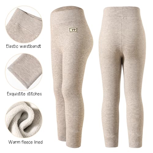 6 Pack Toddler Girls Winter Fleece Lined Leggings Kids Soft Thermal Stretchy Leggings Warm Pants for Girls4
