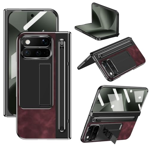 Leather Hinged Case Compatible with Google Pixel 11 Pro Fold,Rugged Cover Shockproof Hard Full-Body Protective Phone Case with S