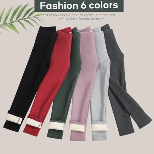 6 Pack Girls Winter Fleece Lined Leggings Cotton Pants Toddler Kids Thick Warm Pants Thermal Soft Leggings for Girls2