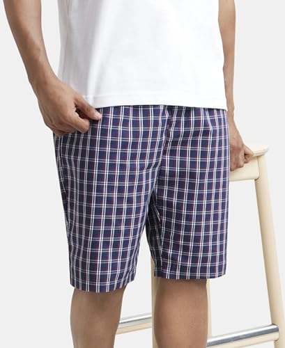 Image of Jockey 9005 Men's Super Combed Mercerized Cotton Woven Fabric Regular Fit Printed Bermuda with Side Pockets