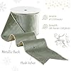 LIZLOVESS Sage Green Velvet Wired Ribbon with Glitter Back 4 Inch Green and Gold Christmas Ribbon Wired Ribbon for Christmas Tree, Gift Wrapping, Crafts, Wreaths Supplies, Topper Bows (10 Yards) #1