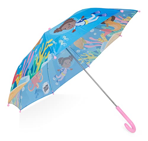 Parapluie sirène sous-marine bleu eau 28" grand diamètre 35" pour femme et enfant