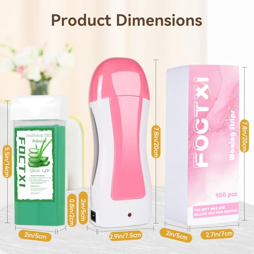 Image of Roll On Wax kit, Wax Roller Kit for Hair Removal, Waxing Kit for Women All Skin Types with Wax Warmer, 2 Aloe Vera Wax Cartridge, 100 Non-Woven Wax Strips & 10 Wipes