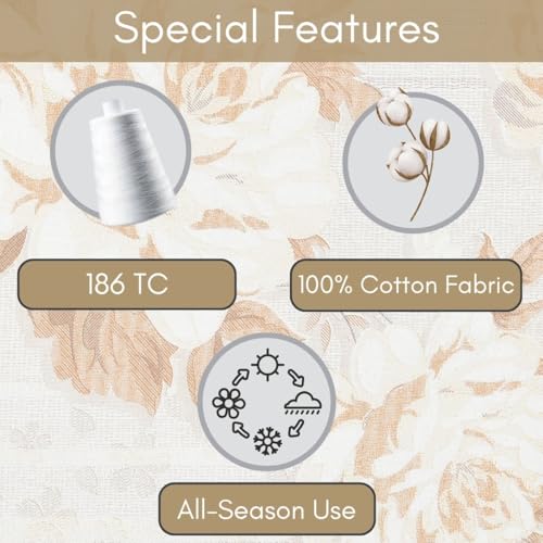 Image of Mafatlal 186 TC Spring Glory King Size Cotton Bedding | 274 x 274 cm | Summer Sweat-Absorbing mancham chadar for Breathable Sleep Comfort | Set with 2 Pillow Covers | Golden Orange