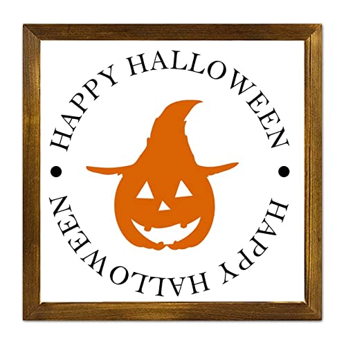 Décoration citrouille Halloween Happy Halloween en bois pour mur rustique