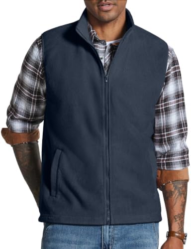 COOFANDY Men's Polar Fleece Vest Lightweight Sleeveless Zip Up Jacket Warm