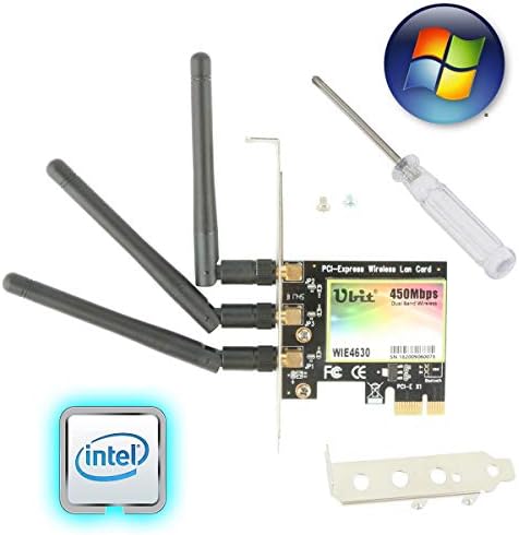 Ubit PCIe WiFi Card, 802.11A/B/G/N 450Mbps Network Card, Wireless Dual Band 5G/2.4G PCIe WiFi Card, Wireless WiFi PCIe Network Adapter Card with 33.5dBi Antenna for Desktop PC