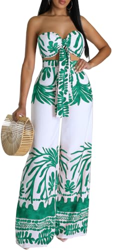 Elegant Two Piece Sets for Women Cruising Sexy Green Tube