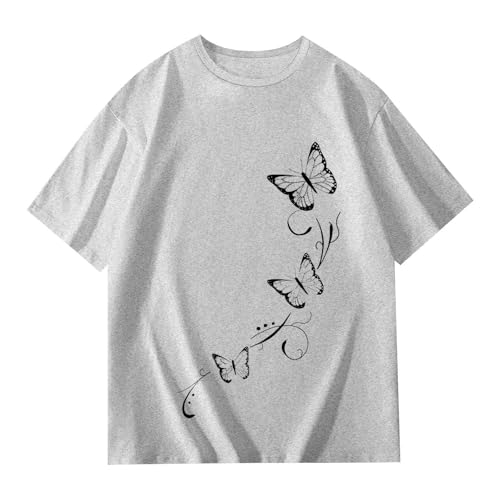 Teen Girls Shirts Trendy Crew Neck Short Sleeve Solid Color T-Shirt Summer Oversized Tops Loose Fit Casual2