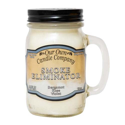 Our Own Candle Company, Smoke Eliminator Scented Mason Jar Candle, 100 Hour Burn Time - 13 Ounces