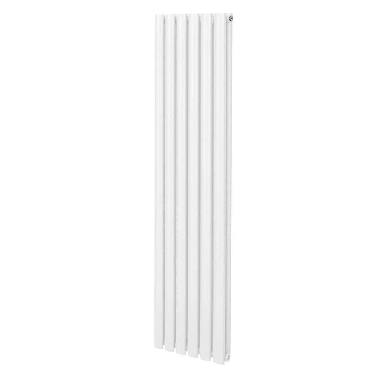 Monster Shop White Oval Column Radiator 1600Mm X 360Mm Modern Designer Double Panel Central Heating Heater Gloss Carbon Steel Vertical Kitchen Living Room Bathroom Free Cleaning Brush Fixing Kit & Brackets