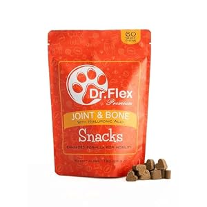 Dr. Flex Treats & Chews for Dogs – 100% Supports Joints & Bones – High Protein Chews with Vitamins C & E, Glucosamine, MSM, Hylauronic, Salmon Oil – 60 Soft Chews