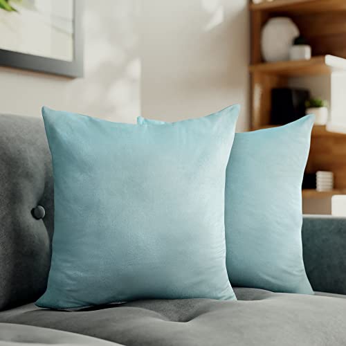 Dreamzie Funda Cojin Agua Verde para Cojines (Juego de 2) - Terciopelo Almohadas 50x50 cm - Cojines Sofa para la decoración - Cojines Cama Oeko-Tex - Funda cojin Sofa Cover