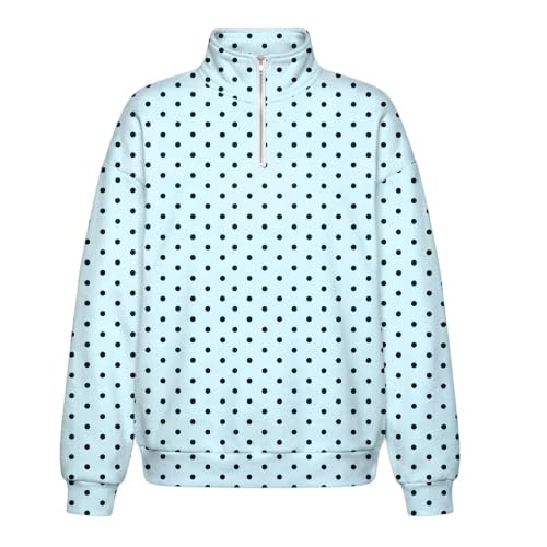 Gumipy Polka Dot Sweatshirt for Women 1/4 Zip Mock Neck Pullover No Hood - image 6
