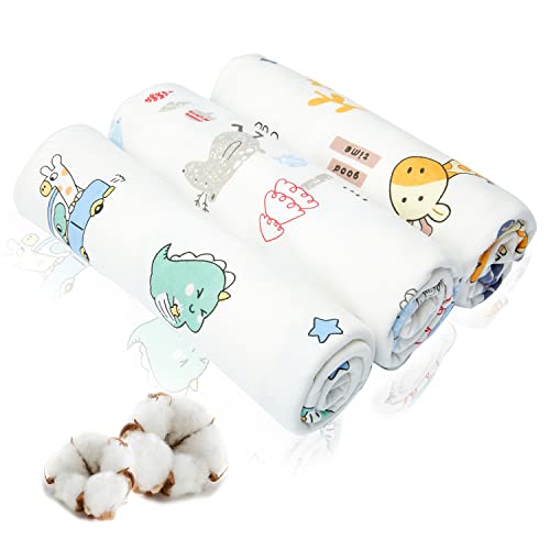 TuKIIE Moltontücher 3 Stück, 100% Baumwolle Baby Spucktücher 85×85cm, Ultraweich Süßes Tier Baby Waschlappen Cover