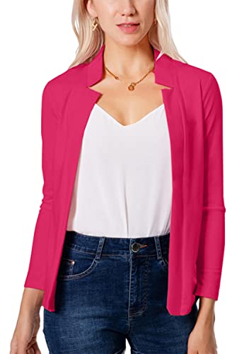 Image of YMING Womens Open Front Work Blazer Business Long Sleeve Jackets Solid Color Office Short Cardigans