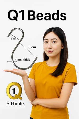 Image of Q1 Beads 12 Pcs Stainless Steel Heavy Duty 4 mm S Shaped 4 inch inch S Hooks Hanger for Hanging Indoor /Outdoor Multiple uses(10 cm x 5 cm)