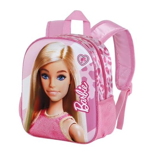 Barbie Fashion-Mochila 3D Pequeña, Rosa, 26 x 31 cm, Capacidad 8,5 L