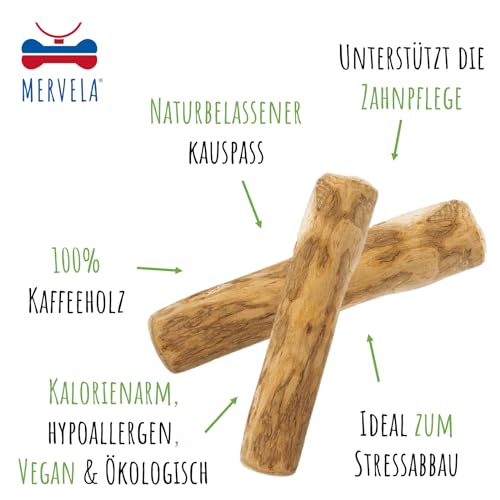 MERVELA® Kaffeeholz für Hunde – Natürliches Kauspielzeug aus nachhaltigem Holz – Langlebiges Hundespielzeug für Zahnpflege und Kauspaß – Ideal für kleine Hunde (Small, 1 Stück)